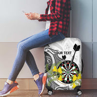 Personalised New Zealand Darts Luggage Cover Kowhai Floral with Maori Tattoo LT9 - Polynesian Pride
