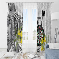 Personalised New Zealand Darts Window Curtain Kowhai Floral with Maori Tattoo