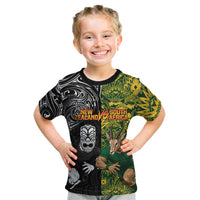 Custom New Zealand vs South Africa Kid T Shirt Rugby Rivalry Two Nations One Battle