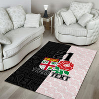 Custom Fiji England Rugby Area Rug Tapa Pattern and Rose Flower World Cup 2023 LT9 - Polynesian Pride