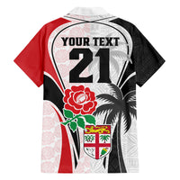 Custom Fiji England Rugby Family Matching Tank Maxi Dress and Hawaiian Shirt Tapa Pattern and Rose Flower World Cup 2023 LT9 - Polynesian Pride