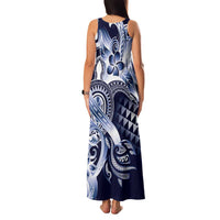 Aloha Blue Tribal Honu Tattoo Family Matching Tank Maxi Dress and Hawaiian Shirt