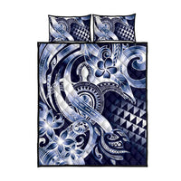 Aloha Blue Tribal Honu Tattoo Quilt Bed Set
