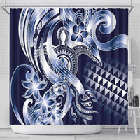 Aloha Blue Tribal Honu Tattoo Shower Curtain