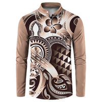 Aloha Mocha Mousse Tribal Honu Tattoo Button Sweatshirt
