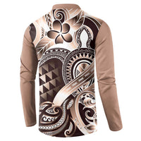 Aloha Mocha Mousse Tribal Honu Tattoo Button Sweatshirt
