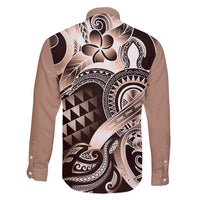 Aloha Mocha Mousse Tribal Honu Tattoo Family Matching Off Shoulder Maxi Dress and Hawaiian Shirt LT9 - Polynesian Pride