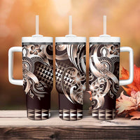 Aloha Mocha Mousse Tribal Honu Tattoo Tumbler With Handle