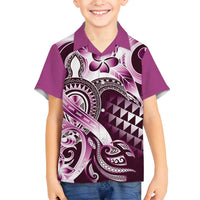 Aloha Pink Tribal Honu Tattoo Family Matching Tank Maxi Dress and Hawaiian Shirt