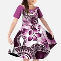 Aloha Pink Tribal Honu Tattoo Kid Short Sleeve Dress