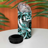 Aloha Turquoise Tribal Honu Tattoo 4 in 1 Can Cooler Tumbler