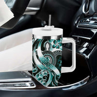 Aloha Turquoise Tribal Honu Tattoo Tumbler With Handle