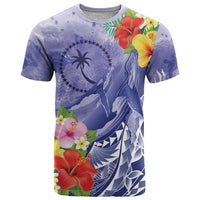 Personalised Chuuk States Humpback Whale T Shirt Polynesian Tropical Flowers