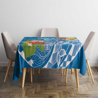 Personalised Kosrae States Humpback Whale Tablecloth Polynesian Tropical Flowers