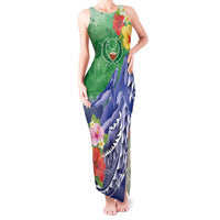 Personalised Pohnpei States Humpback Whale Tank Maxi Dress Polynesian Tropical Flowers