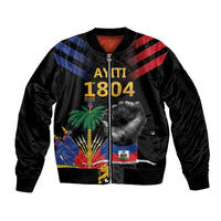 Haiti Independence Day Sleeve Zip Bomber Jacket The First Black Republic Since 1804 LT9 Unisex Blakc - Polynesian Pride