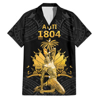 Haitian Negre Marron 1804 Family Matching Mermaid Dress and Hawaiian Shirt Black Polynesian Pattern