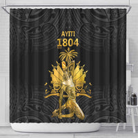 Haitian Negre Marron 1804 Shower Curtain Black Polynesian Pattern