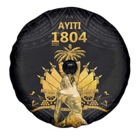 Haitian Negre Marron 1804 Spare Tire Cover Black Polynesian Pattern