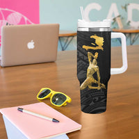 Haitian Negre Marron 1804 Tumbler With Handle Black Polynesian Pattern