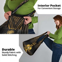 Haitian Negre Marron 1804 Grocery Bag Gold Polynesian Pattern