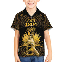 Haitian Negre Marron 1804 Hawaiian Shirt Gold Polynesian Pattern