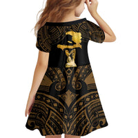 Haitian Negre Marron 1804 Kid Short Sleeve Dress Gold Polynesian Pattern LT9 - Polynesian Pride