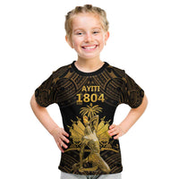 Haitian Negre Marron 1804 Kid T Shirt Gold Polynesian Pattern