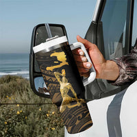 Haitian Negre Marron 1804 Tumbler With Handle Gold Polynesian Pattern