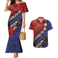 Personalised ANZAC Spirit 1915-2026 Filmstrip Tribute Couples Matching Mermaid Dress and Hawaiian Shirt Lest We Forget 25 April LT9 Red - Polynesian Pride
