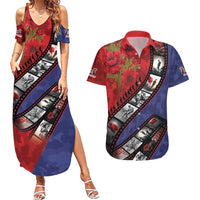 Personalised ANZAC Spirit 1915-2026 Filmstrip Tribute Couples Matching Summer Maxi Dress and Hawaiian Shirt Lest We Forget 25 April LT9 Red - Polynesian Pride