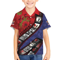 Personalised ANZAC Spirit 1915-2026 Filmstrip Tribute Family Matching Off The Shoulder Long Sleeve Dress and Hawaiian Shirt Lest We Forget 25 April LT9 Son's Shirt Red - Polynesian Pride