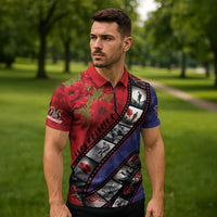 Personalised ANZAC Spirit 1915-2026 Filmstrip Tribute Zipper Polo Shirt Lest We Forget 25 April LT9 - Polynesian Pride