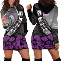 Personalised Remembering ANZAC Lest We Forget Hoodie Dress Vintage Film Frame Memorial Purple Poppy