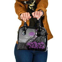 Personalised Remembering ANZAC Lest We Forget Shoulder Handbag Vintage Film Frame Memorial Purple Poppy