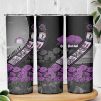 Personalised Remembering ANZAC Lest We Forget Skinny Tumbler Vintage Film Frame Memorial Purple Poppy