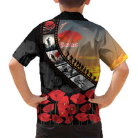 Personalised Remembering ANZAC Lest We Forget Family Matching Off Shoulder Maxi Dress and Hawaiian Shirt Vintage Film Frame Memorial Red Poppy LT9 - Polynesian Pride