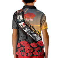 Personalised Remembering ANZAC Lest We Forget Kid Polo Shirt Vintage Film Frame Memorial Red Poppy
