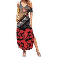 Personalised Remembering ANZAC Lest We Forget Summer Maxi Dress Vintage Film Frame Memorial Red Poppy