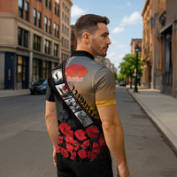 Personalised Remembering ANZAC Lest We Forget Zipper Polo Shirt Vintage Film Frame Memorial Red Poppy