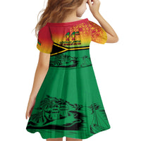 Hapi 44th Indipendens Dei Vanuatu Family Matching Long Sleeve Bodycon Dress and Hawaiian Shirt Yumi 1980 with Vanuatuan Beach Landscape LT9 - Polynesian Pride