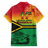 Hapi 44th Indipendens Dei Vanuatu Family Matching Long Sleeve Bodycon Dress and Hawaiian Shirt Yumi 1980 with Vanuatuan Beach Landscape LT9 - Polynesian Pride