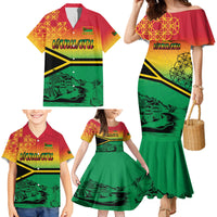 Hapi 44th Indipendens Dei Vanuatu Family Matching Mermaid Dress and Hawaiian Shirt Yumi 1980 with Vanuatuan Beach Landscape LT9 - Polynesian Pride
