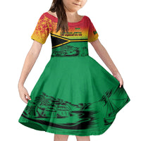 Hapi 44th Indipendens Dei Vanuatu Family Matching Puletasi and Hawaiian Shirt Yumi 1980 with Vanuatuan Beach Landscape LT9 Daughter's Dress Reggae - Polynesian Pride