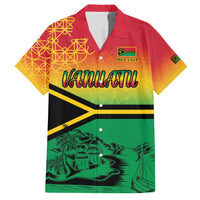 Hapi 44th Indipendens Dei Vanuatu Family Matching Short Sleeve Bodycon Dress and Hawaiian Shirt Yumi 1980 with Vanuatuan Beach Landscape LT9 Dad's Shirt - Short Sleeve Reggae - Polynesian Pride
