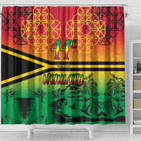 Hapi 44th Indipendens Dei Vanuatu Shower Curtain Yumi 1980 with Vanuatuan Beach Landscape
