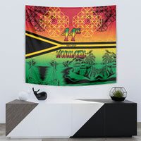 Hapi 44th Indipendens Dei Vanuatu Tapestry Yumi 1980 with Vanuatuan Beach Landscape