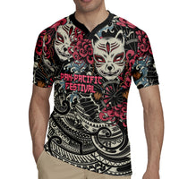 Personalized Japanese Kitsune Mask Rugby Jersey With Polynesian Arty Style