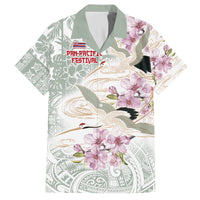 Personalized Japanese Shirasagi Bird Family Matching Long Sleeve Bodycon Dress and Hawaiian Shirt Sakura and Hibiscus Polynesian Pattern LT9 Dad's Shirt - Short Sleeve White - Polynesian Pride