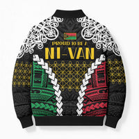 Halo Vanuatu Pride Bomber Puffer Jacket Vanuatuan Sand Drawing Pattern - Polynesian Pride